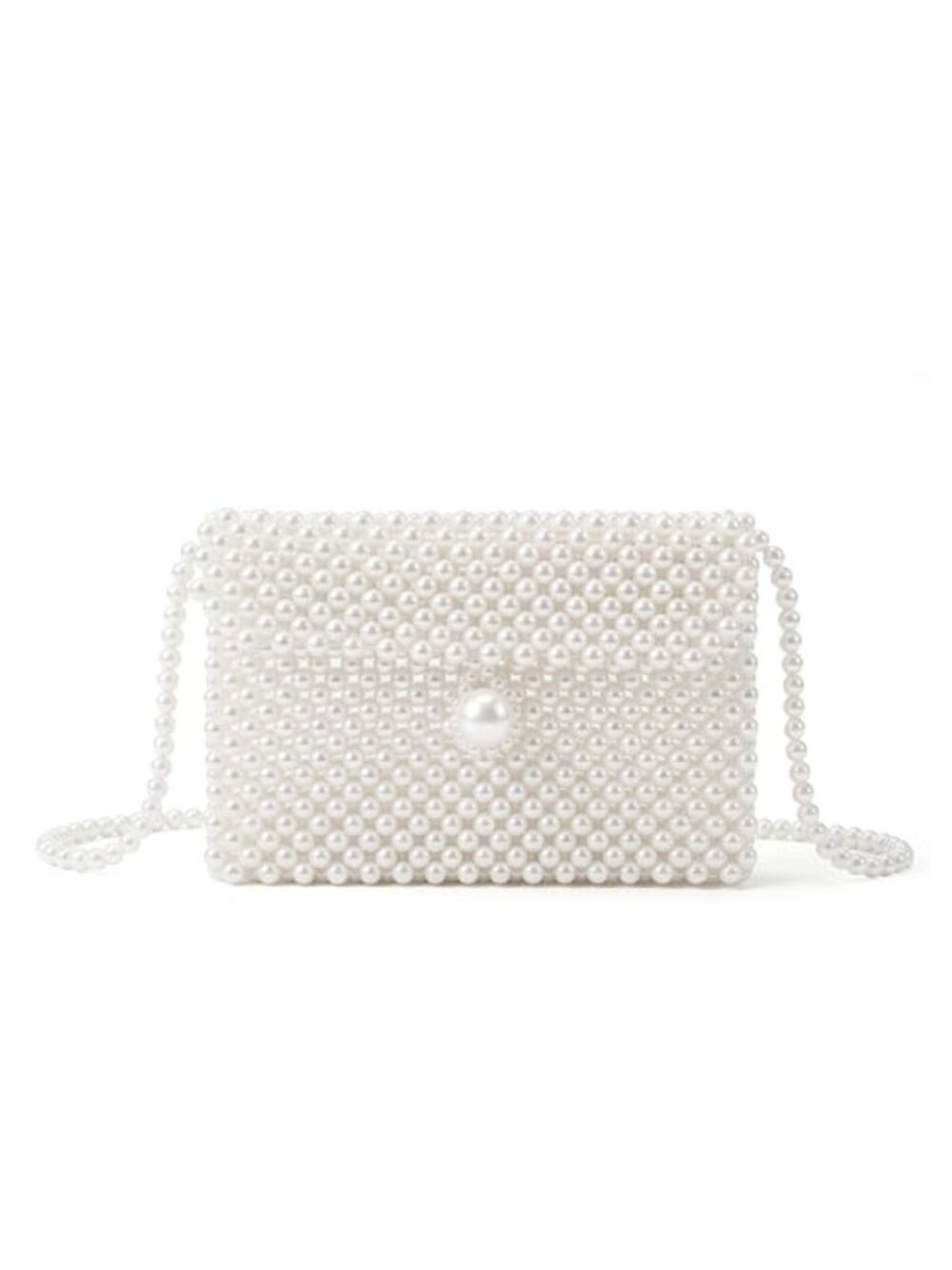Handmade Pearl Clutch Bridal Evening Bag Chain Purse Party Wedding